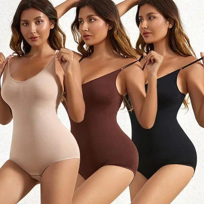 1 Piece Solid Seamless Brief Shaping Shapewear Bodysuit, Tummy Control Butt Lifting Slimmer Body Shaper, Women'S Underwear