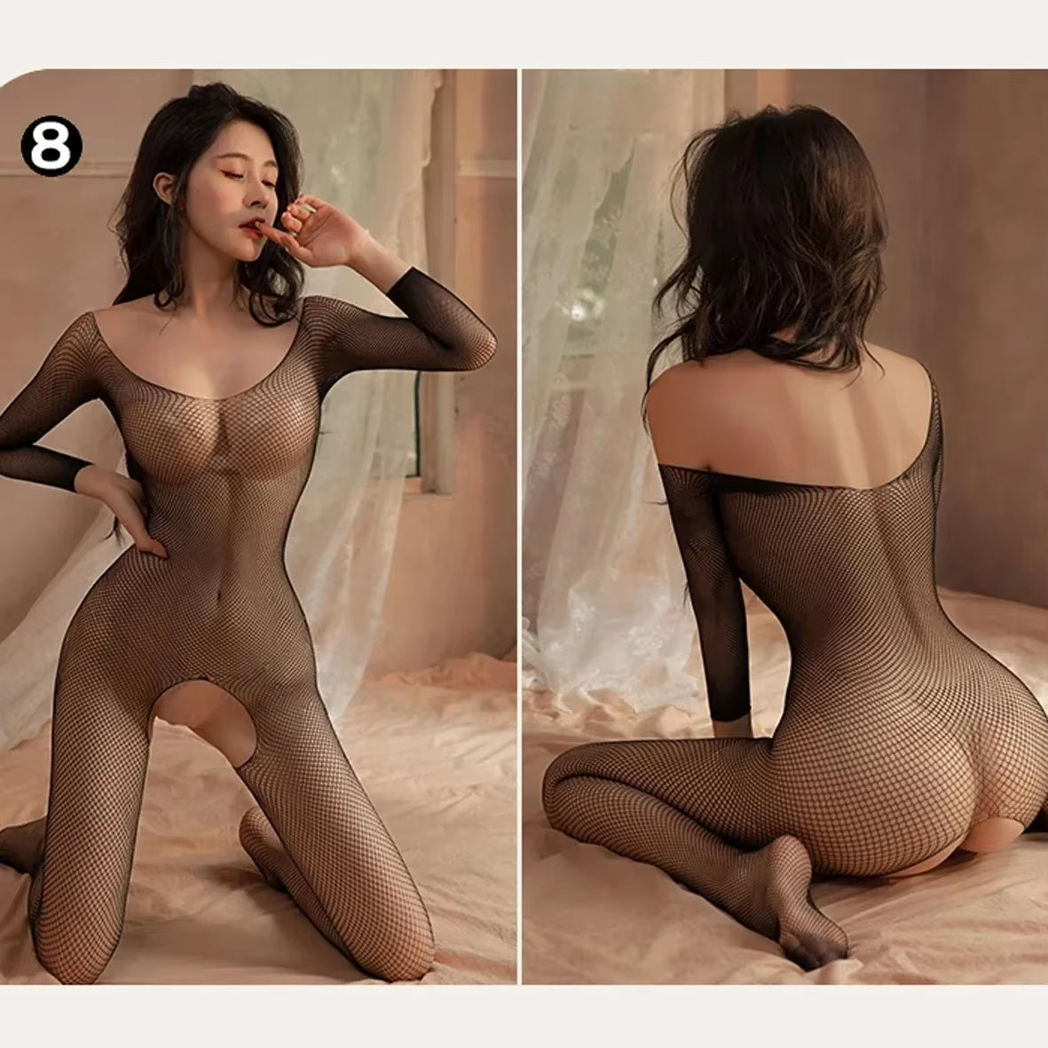 One Piece Crotchless Bodystocking for Sexiest Baby Doll Dress Mesh Sexy Lingerie Women Erotic Costumes Black Full Body Stockings