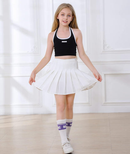 Girls Women Pleated Skirt School Uniform Mini Tennis Skirts