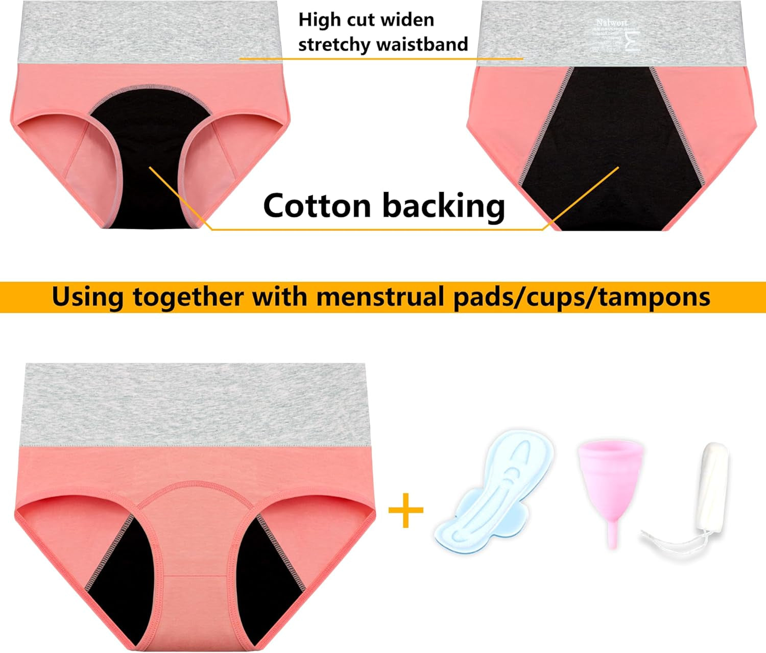 Womens Menstrual Period Panties Cotton Leak Proof Underwear Postpartum Protective Briefs