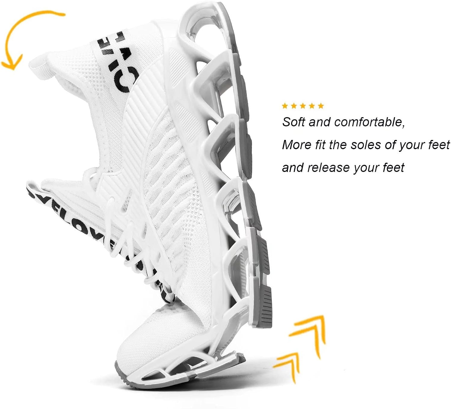 Mens Slip on Running Walking Shoes Blade Tennis Casual Fashion Sneakers Comfort Non Slip Work Sport Athletic Trainer White US 12