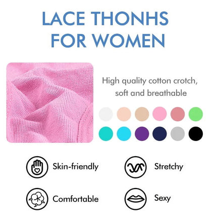 Sexy Lace Thongs for Women Thong Underwear Women Lace T-Back Panties Women Underwear Cotton Thongs Cheeky,10 Pack