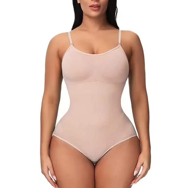 1 Piece Solid Seamless Brief Shaping Shapewear Bodysuit, Tummy Control Butt Lifting Slimmer Body Shaper, Women'S Underwear