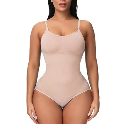 1 Piece Solid Seamless Brief Shaping Shapewear Bodysuit, Tummy Control Butt Lifting Slimmer Body Shaper, Women'S Underwear