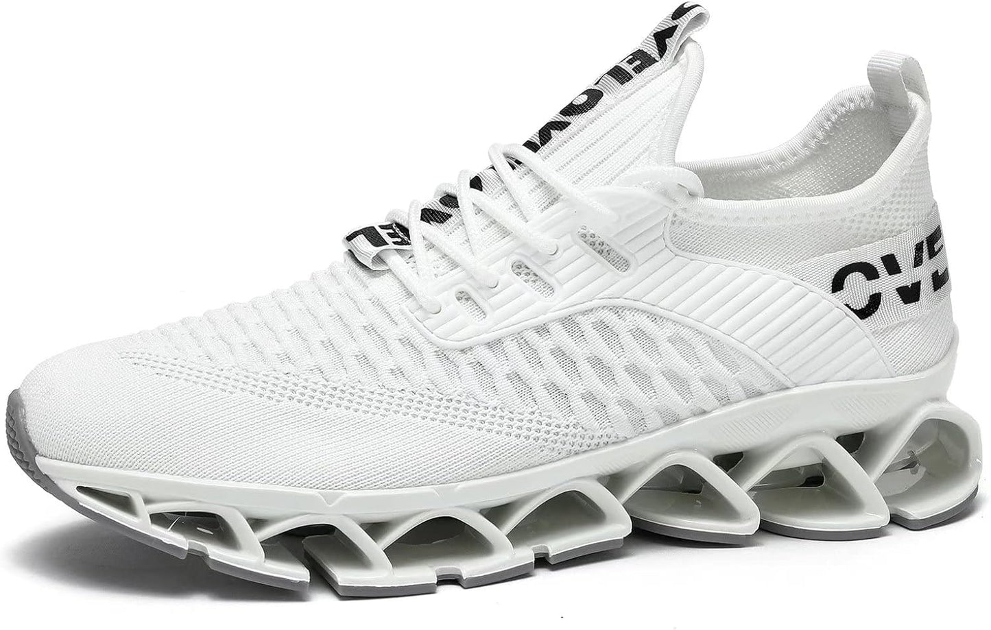 Mens Slip on Running Walking Shoes Blade Tennis Casual Fashion Sneakers Comfort Non Slip Work Sport Athletic Trainer White US 12