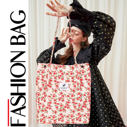 Corduroy Tote Bag with Inner Pocket, Large Canvas Shoulder Bag for Women and Girls