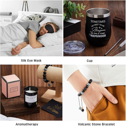 15 Pcs Birthday Gifts for Men Beard Care Set for Him Valentine'S Day Gifts Basket Ideas Kit for Men Tumbler Bath Robe for Dad Husband Boyfriend Box(Black)