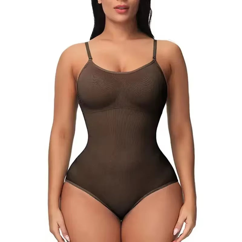 1 Piece Solid Seamless Brief Shaping Shapewear Bodysuit, Tummy Control Butt Lifting Slimmer Body Shaper, Women'S Underwear