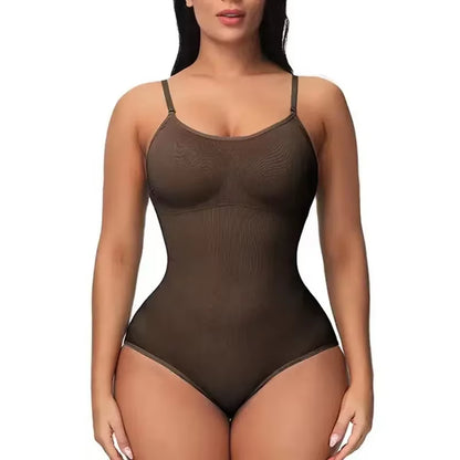 1 Piece Solid Seamless Brief Shaping Shapewear Bodysuit, Tummy Control Butt Lifting Slimmer Body Shaper, Women'S Underwear